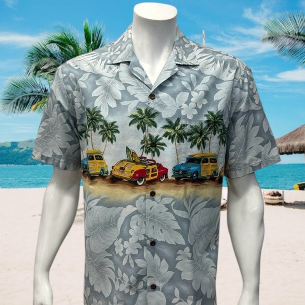 Vintage Aloha Republic Multi Color Hawaiian Woodies Tropical Beach Print Shirt L